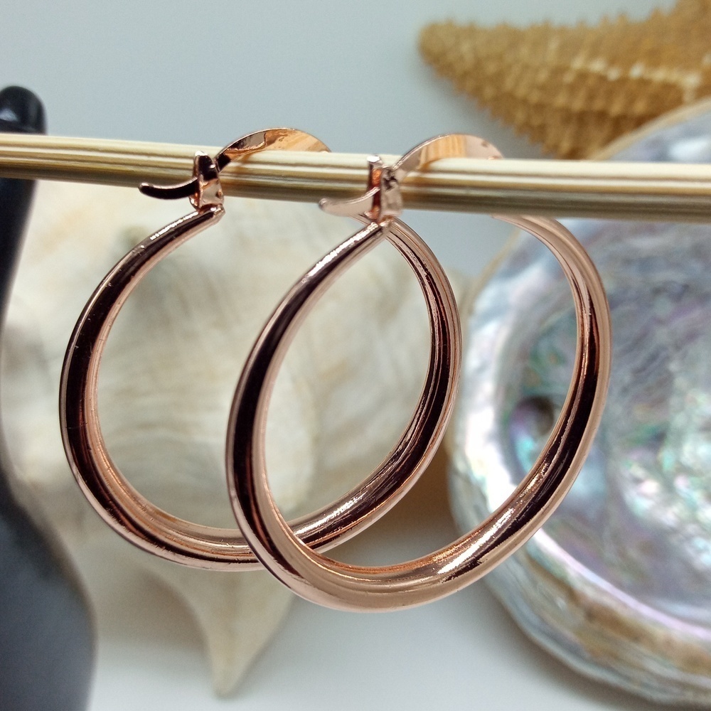 NEW | 18K Rose Gold Plated | Graduated  Hoop Earrings